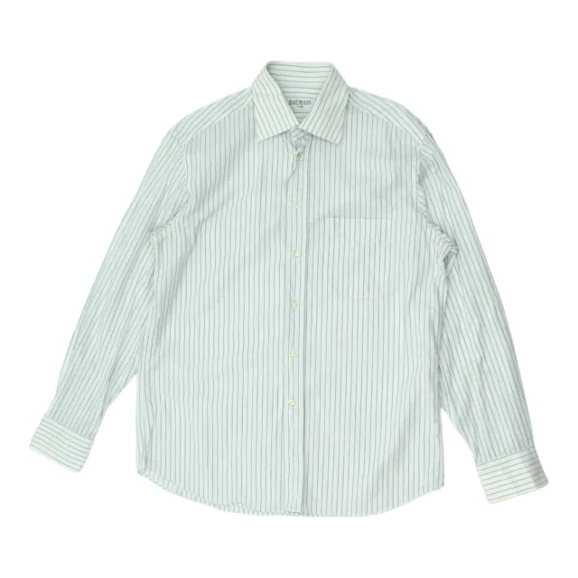 Pierre Balmain Pin Stripe Spread Collar Mens White Shirt | Vintage Designer VTG