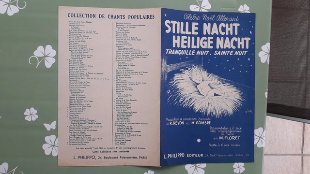 partition chanson Tranquille nuit sainte nuit, NOËL allemand, R. REYON, COMBRE