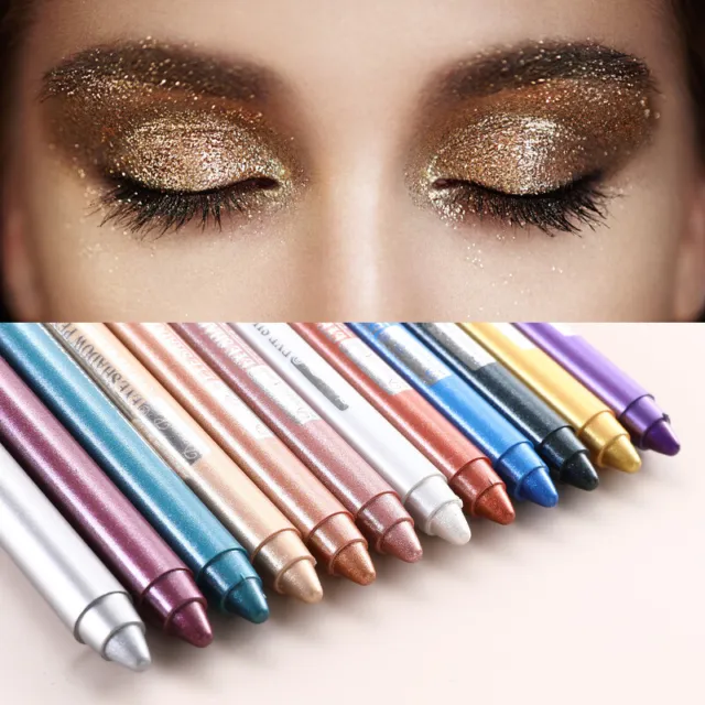 Ombretto Penna Glitter Eyeliner Opaco Perlescente Impermeabile 12 Colore -