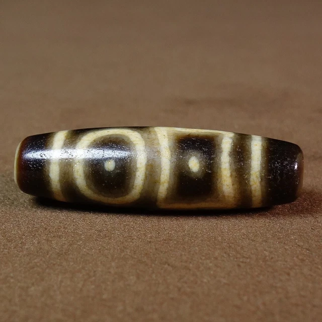 Ancient Tibetan DZI Beads Old Agate Star Double Heaven＆Earth Amulet Pendant#8944