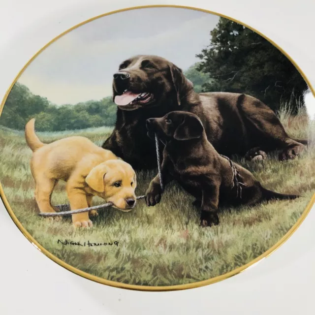 PLAY TIME Lab dog pet Porcelain Plate, Franklin Mint NIGEL HEMMING