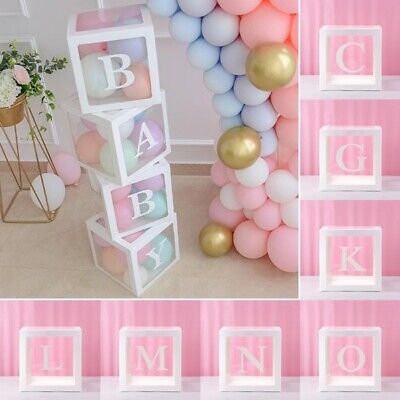 Personalised A-Z Letter Wedding Baby Shower Transparent Balloon Box Birthday Party Decor Letter E Box 