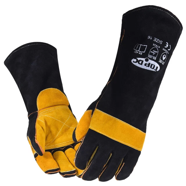 Welding Gloves 16 Inches Fire/Heat Resistant Leather For Mig, Tig,