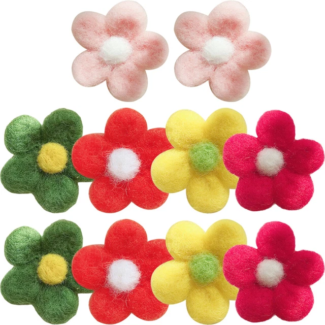 10 piezas adorno de flor de lana hágalo usted mismo manualidades flores de fieltro flores de onda manual adornos