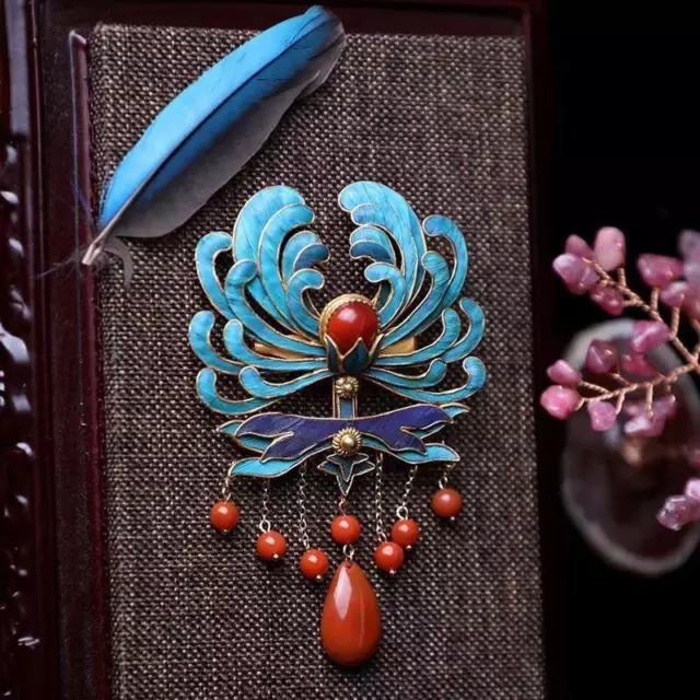 Chinese high-end cloisonne metal woven hair clip for women's hairpins