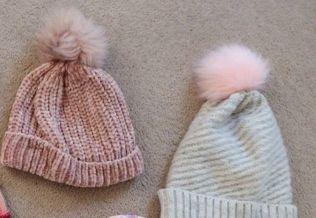 Pacchetto 4 cappelli rosa donna bambino bambina bambini soffici beanie a maglia Disney
