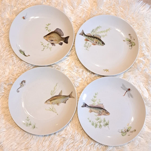 Vintage Bareuther Waldsassen German Fish Plates Set of Four