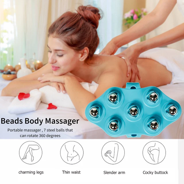 Hand Held Body Massager 7-Ball Massage Glove for Back Neck Foot (Blue) 3