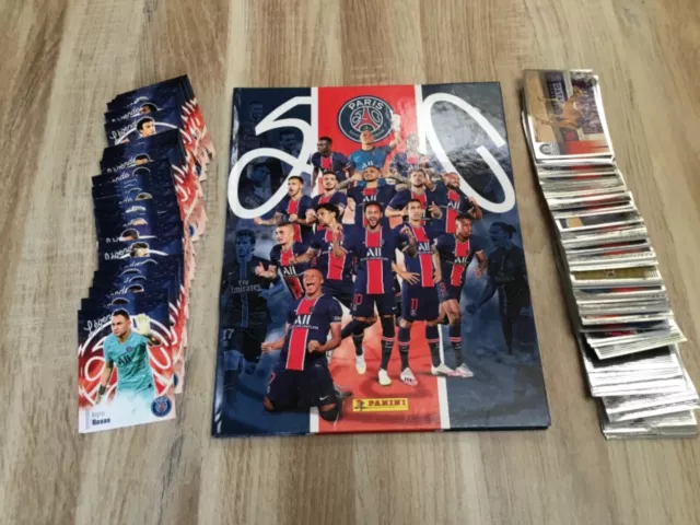 Panini Lot Psg 50 Ans Album + Cartes Et Stickers Complet Pas De Manque
