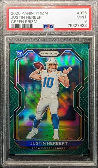 JUSTIN HERBERT Rookie 2020 Panini Green Prizm PSA 9 Mint SP RC