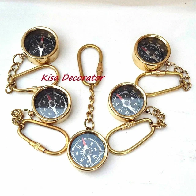 Lot Of 20 PCs Brass Maritime Nautical Vintage Pocket Compass Key Chain Gift Item
