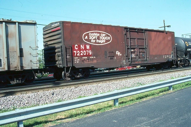 Railroad Slide - Chicago North Western #722079 Box Car 1988 Elmhurst IL Freight
