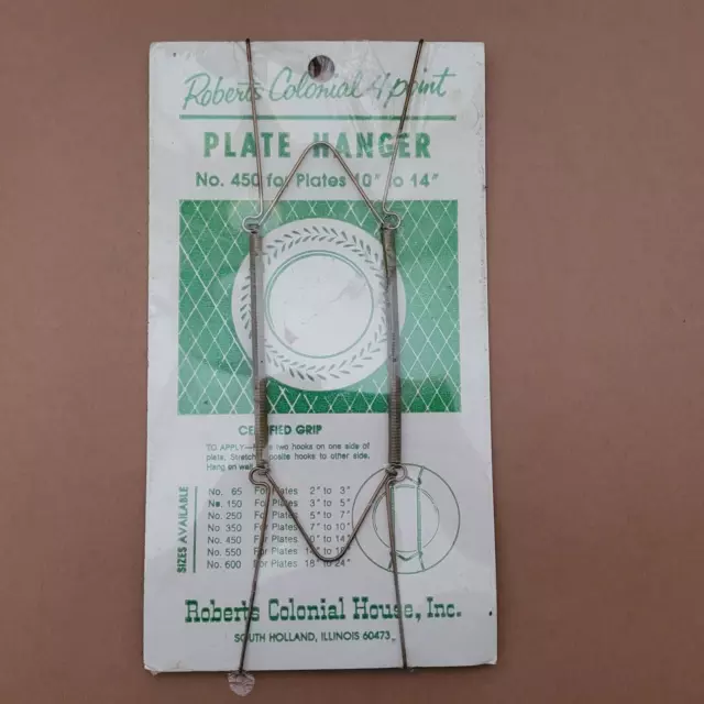 "Colgador de placas Roberts Colonial de 4 puntos vintage n.o 450 para placas de 10"" a 14"""