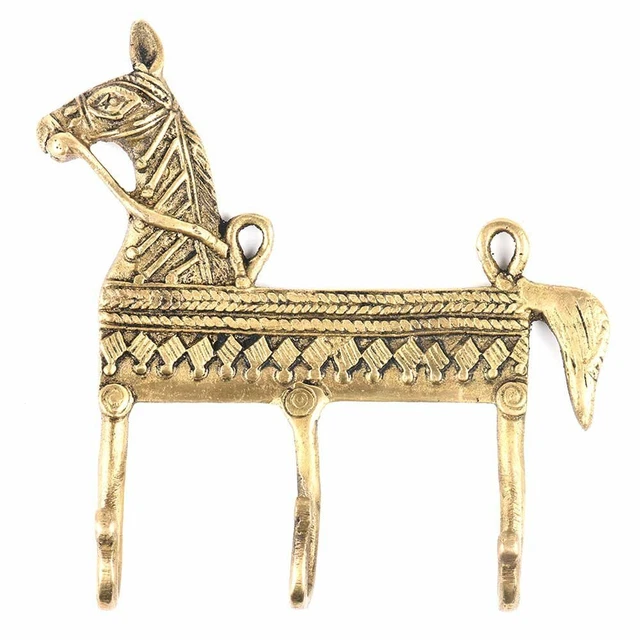 Hat Organizer Hangers Golden Antique Coat Rack Brass Wall Hooks Engraved Horse