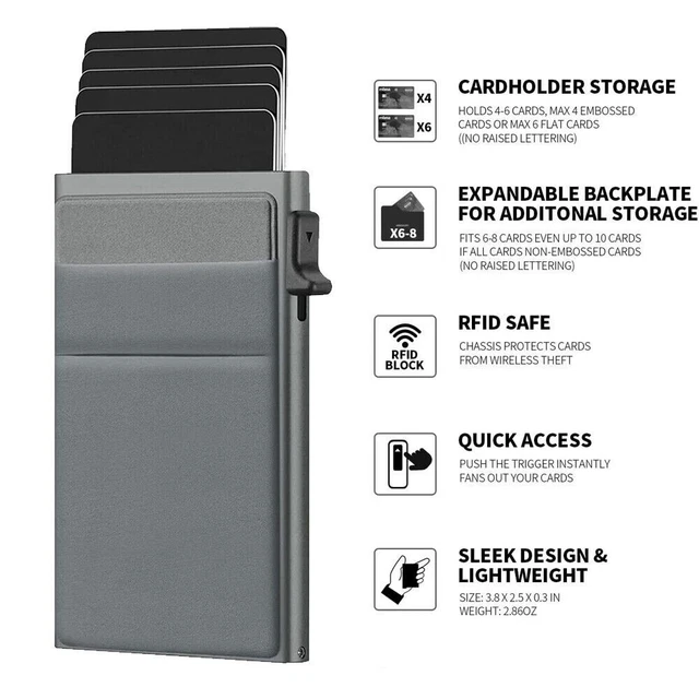 RFID Blocking Slim Money Clip Mens Carbon Fiber Credit Card Holder Metal Wallet