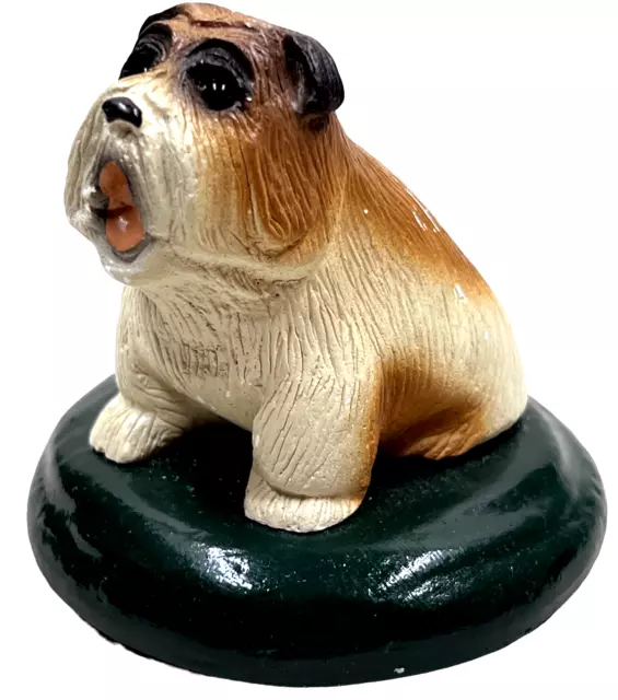 Vintage 1995 Byers Choice English Bulldog Figurine on Green Base The Carolers 3"