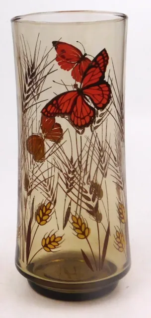 Libbey Monarch Butterfly Tumbler  Vintage Wheat Stalks