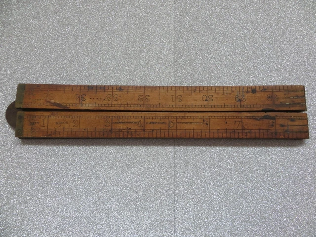 Long Old Ruler VINTAGE WOODEN AND Brass Folding Ruler Warranted Boxwood 36 inches long ...