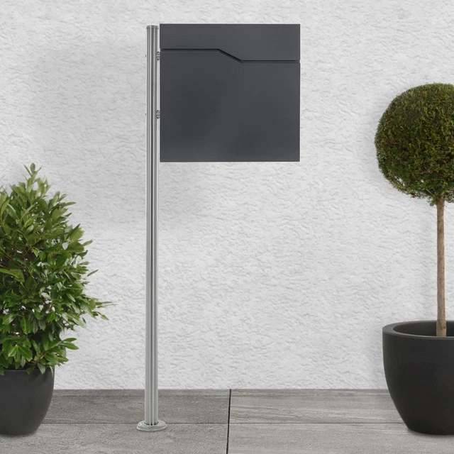 Boîte aux lettres sur une pied argent boîte postale anthracite moderne 37x11 cm