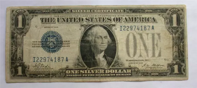 1928 $1 One Dollar Silver Certificate Currency Note Bill Funnyback