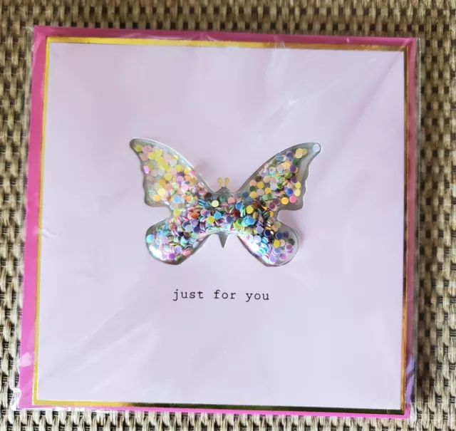 Burgoyne Butterfly Greeting Card  Blank Handmade 3D Papyrus Quality - NIP