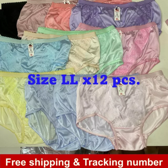 Size LL women nylon lacy panties vintage style soft briefs