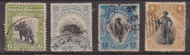 (F188-79) 1903 North Borneo mix of 4stamps 1c to 12c (CD)