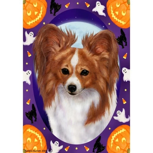 Halloween Garden Flag - Red and White Papillon 120641