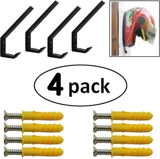 4x Motorcycle Helmet Hook Jacket Hanger Keys Bag Holder Wall Mount Cloth Display