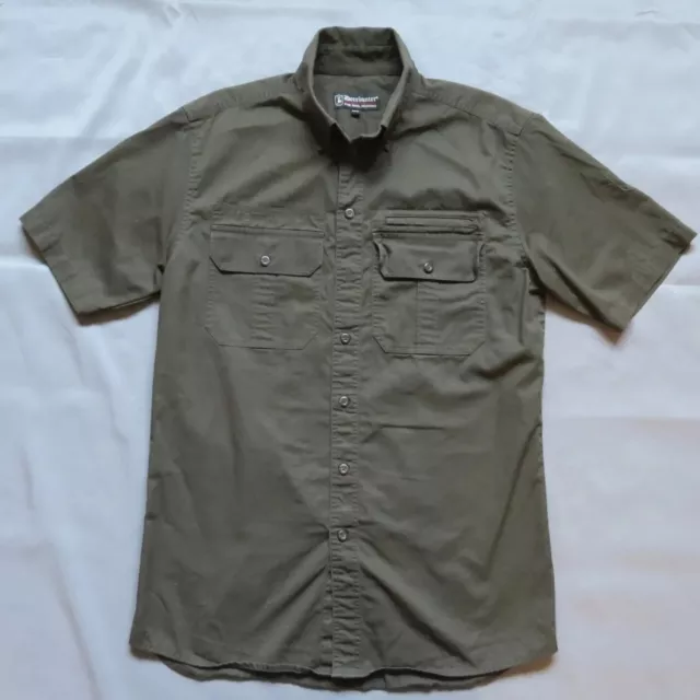 DEERHUNTER Short Sleeve Shirt Mens Size Medium 39/40 Caribou Style Khaki Green