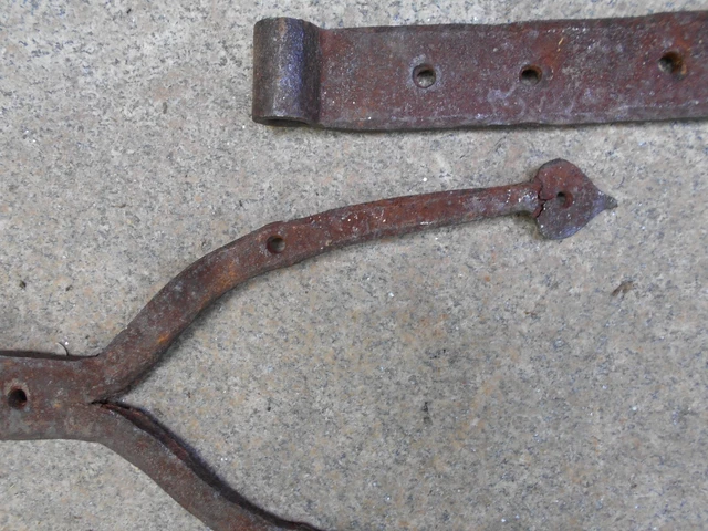 Rare Pair Of Early American Pitchfork Shaped Barn Hinges 6
