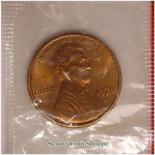 1978 D Lincoln Cent Penny 1C Unc BU from Mint Set Orig Wrap Denver Ships Free!