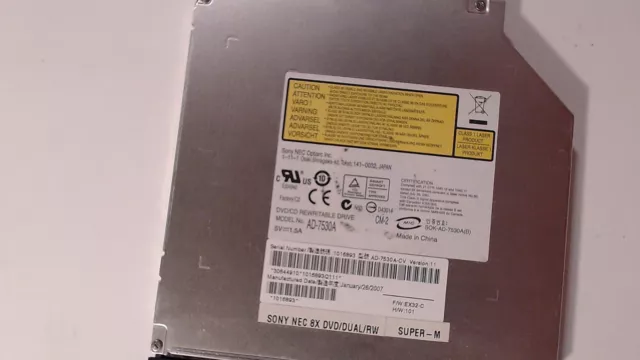 Sony AD-7530A Grabadora De DVD Ide Notebook Mecanismo 12,5mm