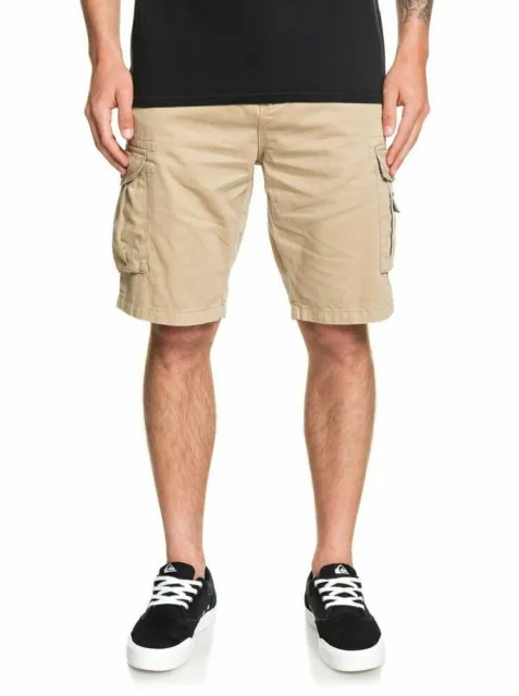Quiksilver Men's Khaki Crucial Battle Straight Tapered Fit Cargo Shorts Size: 38