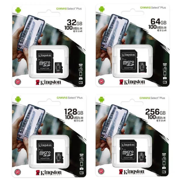 Micro SD 32GB 64GB 128GB KINGSTON Canvas Select plus C10 Scheda Memoria