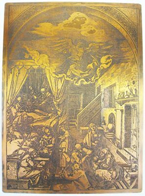 Antique Albrecht Durer copper print plate engraving renaissance Birth of Virgin