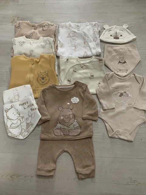 unisex baby clothes 0-3 months bundle Pooh Bear girl boy sleepsuit Babygrow Set