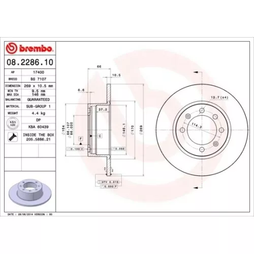 BREMBO Disco de freno para SAAB 08.2286.10