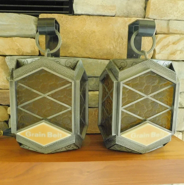 VINTAGE PAIR OF GRAIN BELT BEER LIGHTED ADVERTISING SIGNS / SCONCES