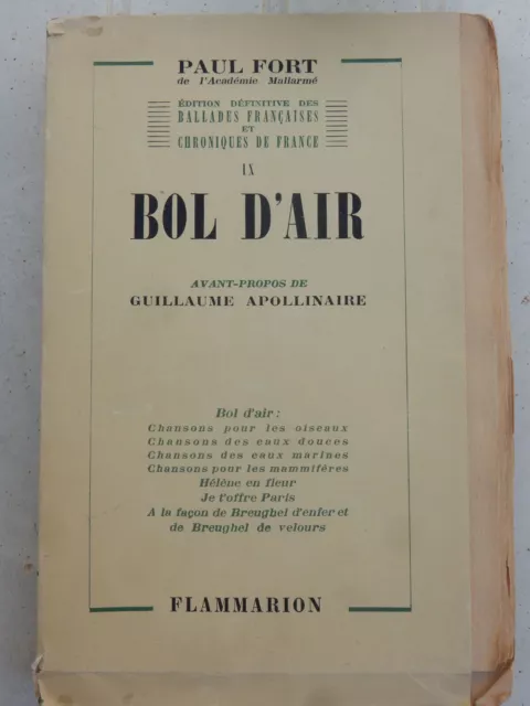 Bol d'air  Paul Fort   Edition orignale  avec envoi et poème manuscrit