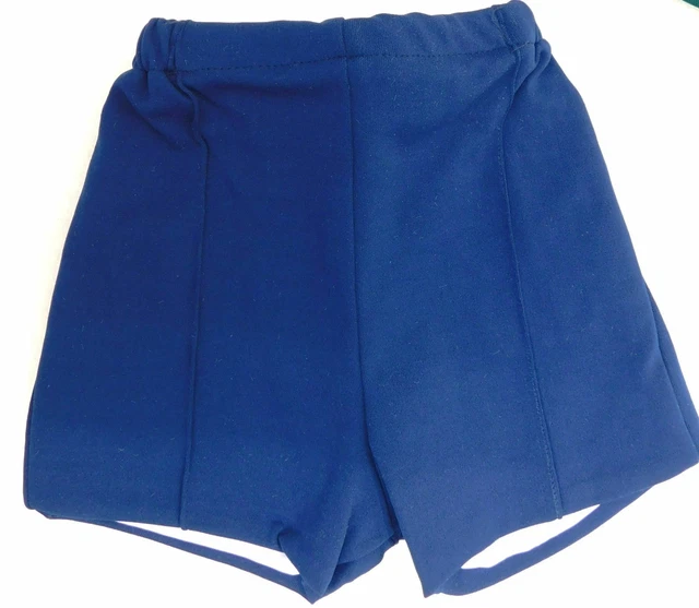 Pantaloncini vintage scuola PE blu navy età 5 6 INUTILIZZATI ANNI '70 nylon bambini bambina