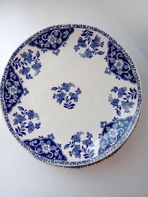 5 Petites Assiettes Faience Ceramique Gien Decor Camaieu Bleu Modele Delft