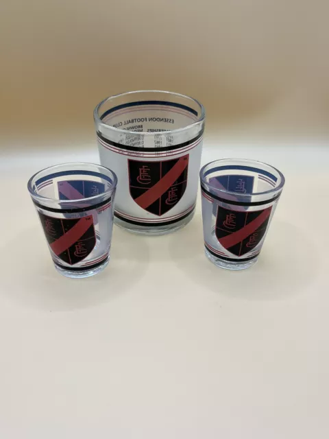 Set Of 3 Glasses Whiskey Tumbler Shot Glass Essendon Football Collectables