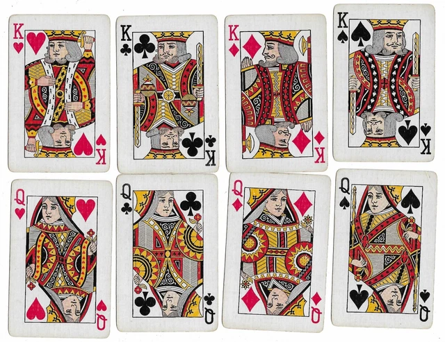 Ancien jeu de cartes à jouer 52 dos bleu motif cercles et carrés