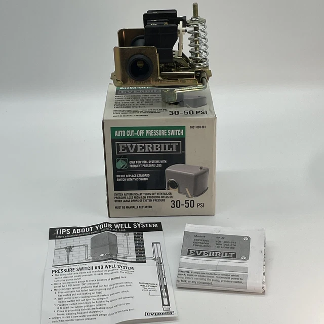 Interruptor De Presión Everbilt Ebpsl3050 30/50 Psi Para Pozo Bombas 1001 098 881