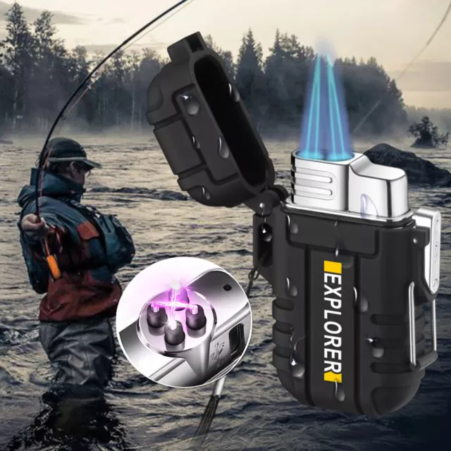 Electric Plasma Rechargeable Flameless Double Arc Lighter USB Windproof Gifts UK