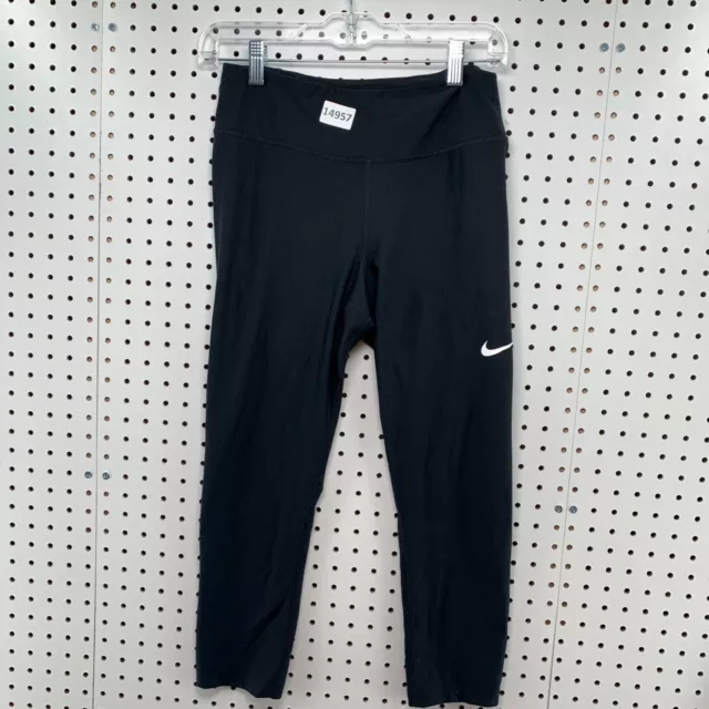 Nike Pants Womens Medium Black White Running Tights Gym Outdoors Ladies 26x23