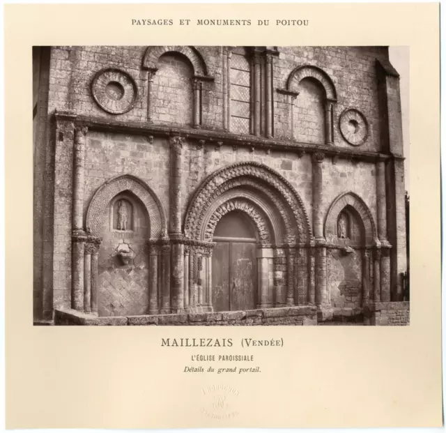 France, Maillezais, Eglise Saint-Nicolas, détail du grand portail  Vintage album