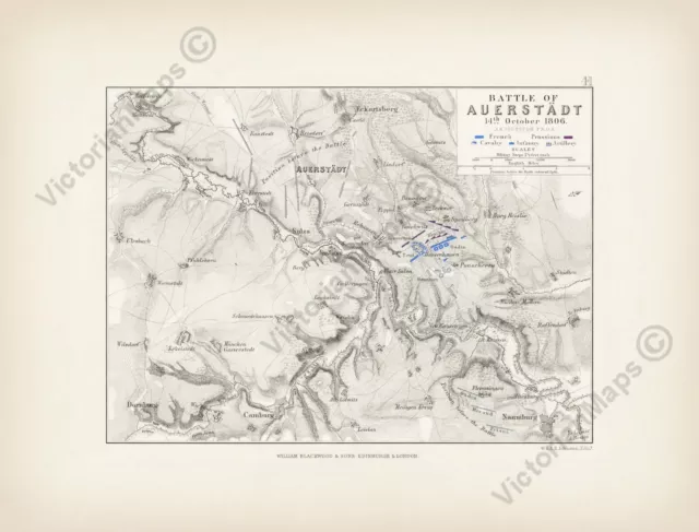 Schlacht von Auerstedt Napoleon Plankarte Ein Johnston Alisons Atlas Kunstdruck Poster