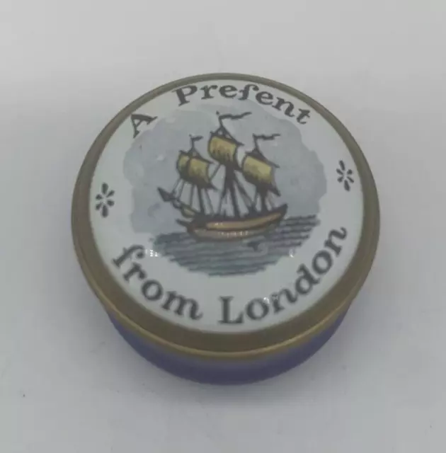Vintage Crummles & Co Enamel Trinket Box, "A Present From London" Sailing Ship Vintage Crummles & Co Enamel Trinket Box, "A Present From London" Sailing Ship